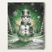 Grüner Schneemann-Schneeflocken-Feiertag Planer (Rückseite)