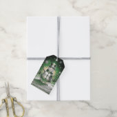 Grüner Schneemann-Schneeflocken-Feiertags-Geschenk Geschenkanhänger (Mit Garn)