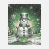 Grüner Schneemann-Schneeflocken-Flanelldecke Fleecedecke (Vorderseite)
