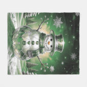 Grüner Schneemann-Schneeflocken-Flanelldecke Fleecedecke (Vorderseite (Horizontal))