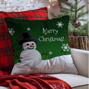 Grüner Schneemann Winterlandschaft Weihnachts-Kiss Kissen