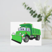 Grüner Schneepflug-Cartoon Postkarte (Stehend Vorderseite)