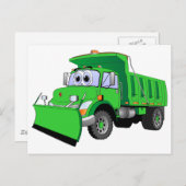 Grüner Schneepflug-Cartoon Postkarte (Vorne/Hinten)