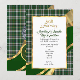 Grüner schottischer Tartan goldene Hochzeitsjubilä Einladung