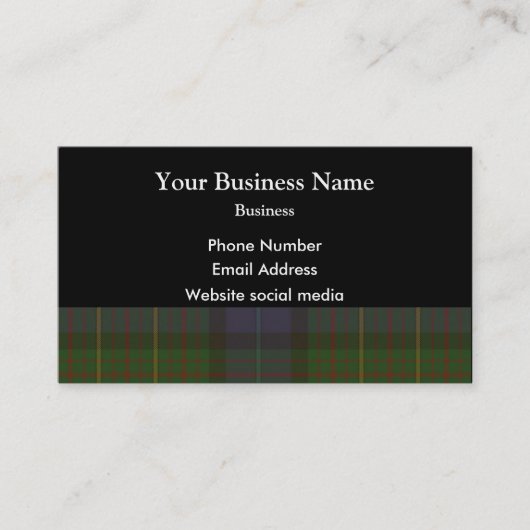 Grüner schottischer Tartan kariert auf Schwarzem Visitenkarte (Vorderseite)
