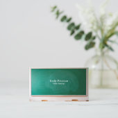 Grüner Schullehrer mit QR-Code Visitenkarte (Stehend Vorderseite)