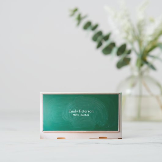 Grüner Schullehrer mit QR-Code Visitenkarte (Stehend Vorderseite)