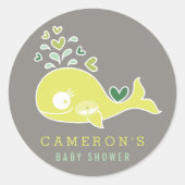 Grüner Schwangwal mit Twin Baby Dusche Runder Aufkleber (Vorderseite)