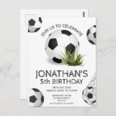 Grüner Schwarzer Fußball Geburtstag Postkarte (Vorne/Hinten)