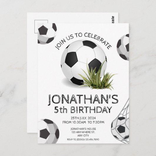 Grüner Schwarzer Fußball Geburtstag Postkarte (Vorne/Hinten)