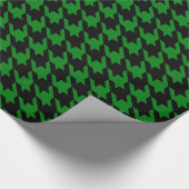 Grüner schwarzer großer Hahnentrittmuster-Karo Geschenkpapier (Ecke)
