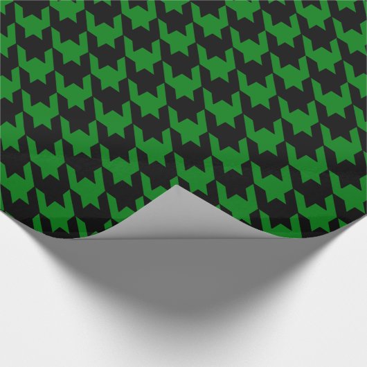 Grüner schwarzer großer Hahnentrittmuster-Karo Geschenkpapier (Ecke)