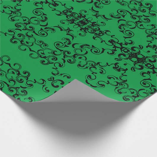 Grüner Schwarzer Swirl Gothic Wedding Geschenkpapier (Ecke)