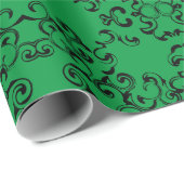 Grüner Schwarzer Swirl Gothic Wedding Geschenkpapier (Rolleneckpunkt)