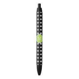 Grüner Schwarzweiss-Monogramm-Tinten-Stift Kugelschreiber