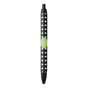 Grüner Schwarzweiss-Monogramm-Tinten-Stift Kugelschreiber