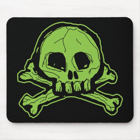 Grüner Scribbly Schädel Mousepad (Vorne)