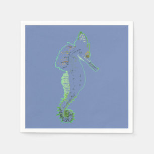 Grüner Seepferdchen-Vektor-Art Cocktailserviette Serviette