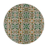 Grüner Senf Azulejos Geometrisches Muster Schneidebrett (Vorderseite)