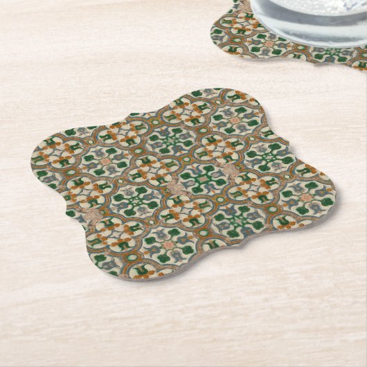 Grüner Senf Azulejos Geometrisches Muster Untersetzer (angewinkelt)