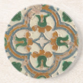 Grüner Senf Geometric Azulejos Getränkeuntersetzer (Vorne)