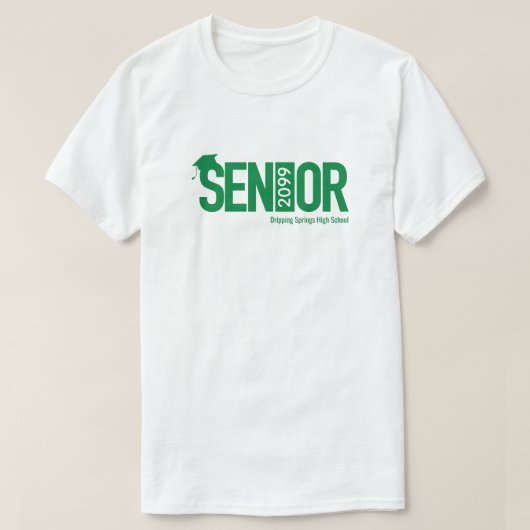 Grüner SENIOR mit Graduierungskappe T-Shirt (Design vorne)