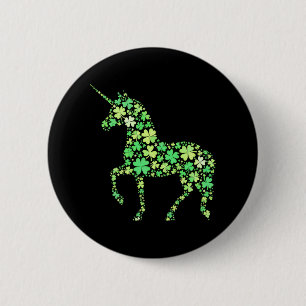 Grüner Shamrock Einhorn Süß Glücklich Magisches De Button