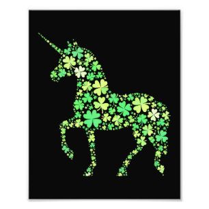 Grüner Shamrock Einhorn Süß Glücklich Magisches De Fotodruck