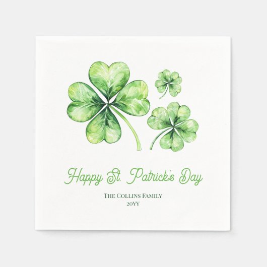 Grüner Shamrock Frohen St. Patrick's Day Party Serviette (Vorderseite)