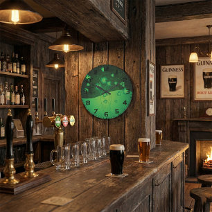 Grüner Shamrock-Klee St. Patrick’s Day Glück Große Wanduhr