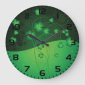 Grüner Shamrock-Klee St. Patrick’s Day Glück Große Wanduhr (Vorderseite)