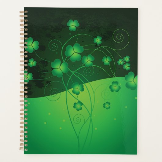 Grüner Shamrock-Klee St. Patrick’s Day Glück Planer (Vorderseite)