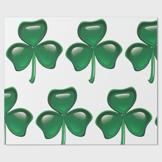 Grüner Shamrock-Kleeblatt Geschenkpapier (Flach)