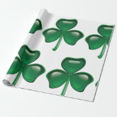 Grüner Shamrock-Kleeblatt Geschenkpapier (Ungerollt)