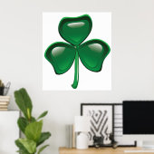 Grüner Shamrock-Kleeblatt Poster (Heimbüro)