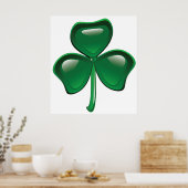 Grüner Shamrock-Kleeblatt Poster (Küche)