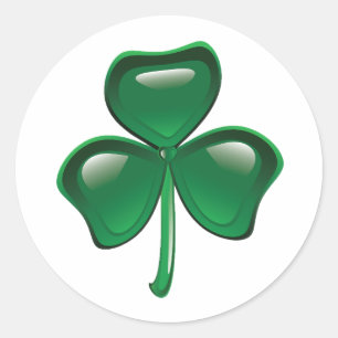 Grüner Shamrock-Kleeblatt Runder Aufkleber