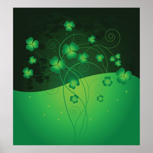 Grüner Shamrock-Kleeblatt St. Patrick’s Day Glück Poster (Vorne)