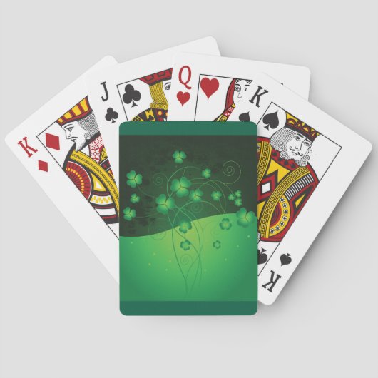 Grüner Shamrock-Kleeblatt St. Patrick’s Day Glück Spielkarten (Rückseite)