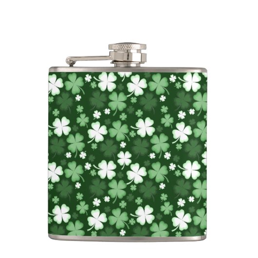 Grüner Shamrock, St. Patrick's Day Flachmann (Vorderseite)