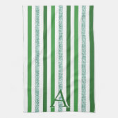 Grüner Silber Glitzer gestreift Erstere Moderne Mo Geschirrtuch (Vertikal)
