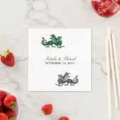 Grüner Silberdrache Hochzeitspapier Napkins Serviette (Beispiel)