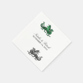 Grüner Silberdrache Hochzeitspapier Napkins Serviette (Ecke)