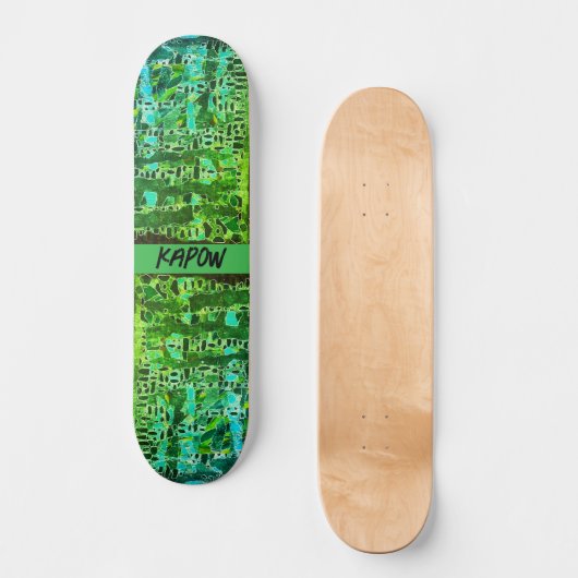 Grüner Skate "Mosaik Biology" Skateboard (Vorderseite)