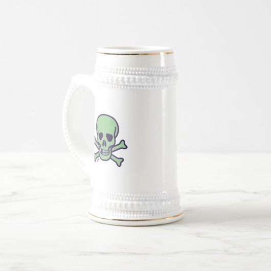 Grüner Skull-Weißstein mit Goldschnitt Bierglas (Vorderseite Links)
