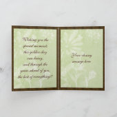 Grüner Sonnenblume-Jahrestag Karte (Innenseite)