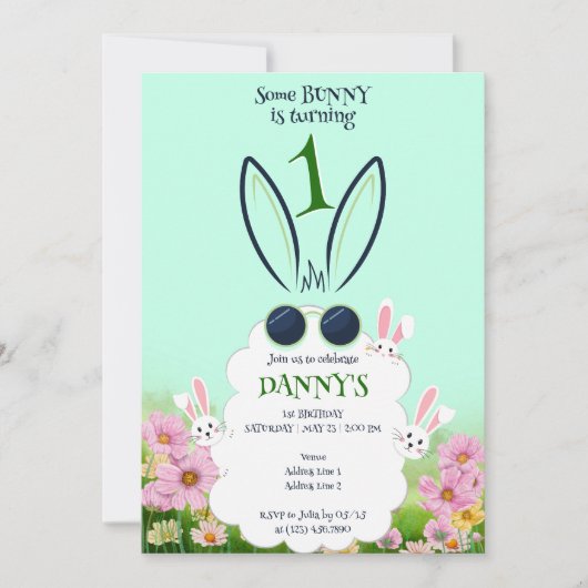 Grüner Sonnenblumengarten Frühjahr Sommer Geburtst Einladung (Vorderseite)