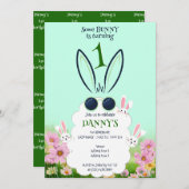 Grüner Sonnenblumengarten Frühjahr Sommer Geburtst Einladung (Vorne/Hinten)