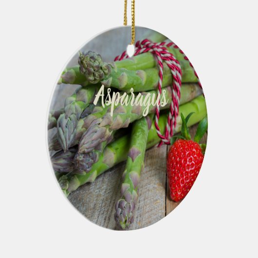 Grüner Spargel mit Erdbeere Keramik Ornament (Rechts)