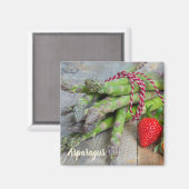 Grüner Spargel mit Erdbeere Magnet (Vorderseite/Rückseite)